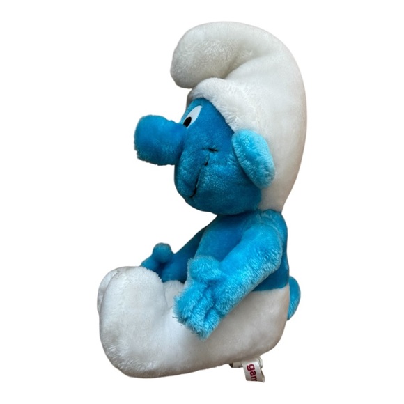 VTG 1979/81 The Smurfs Seated Smurf & Papa Smurf Bean Bag Plush Toy Bundle - Picture 3 of 16